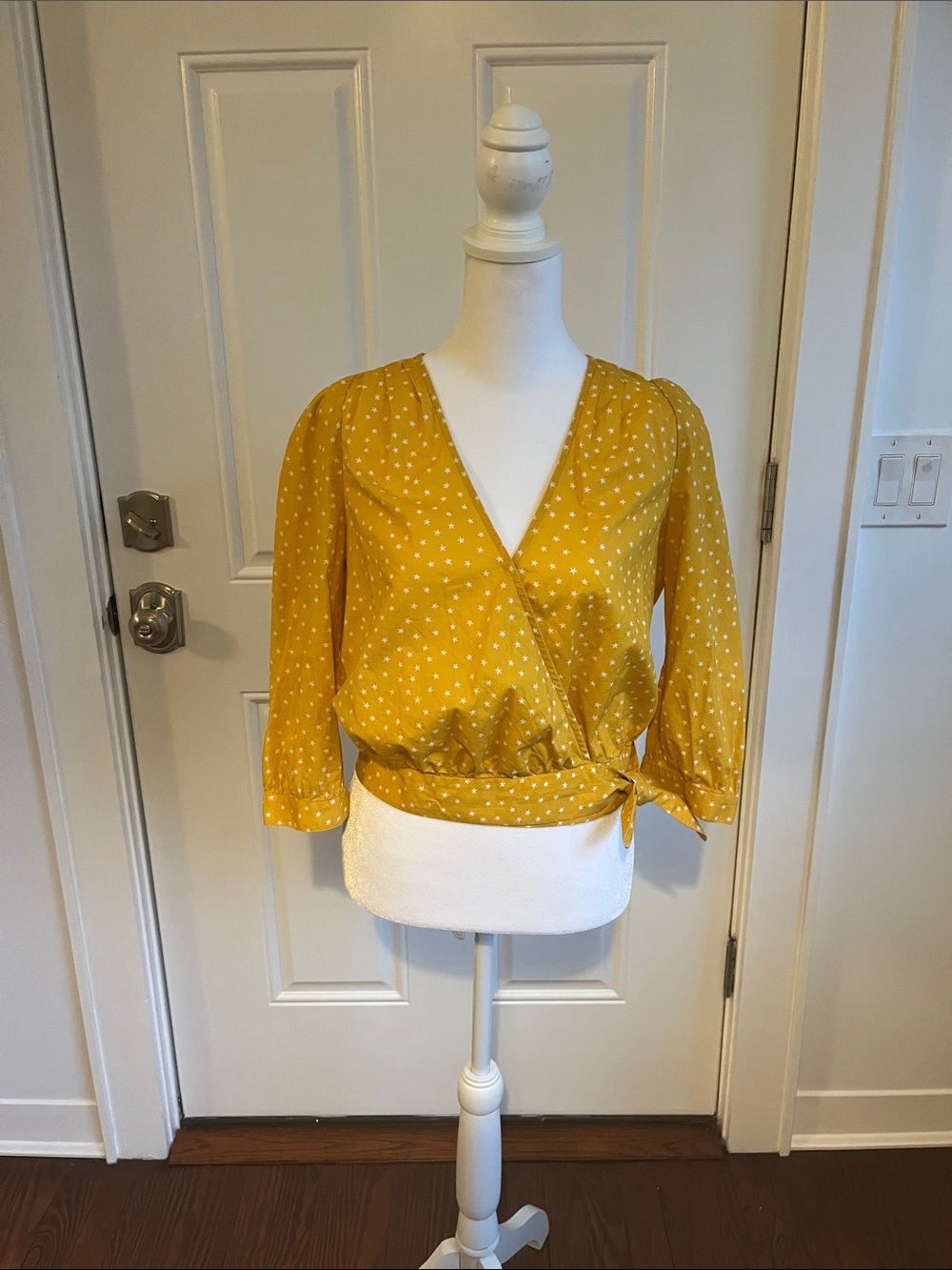 Madewell Yellow Star-Print Wrap Blouse